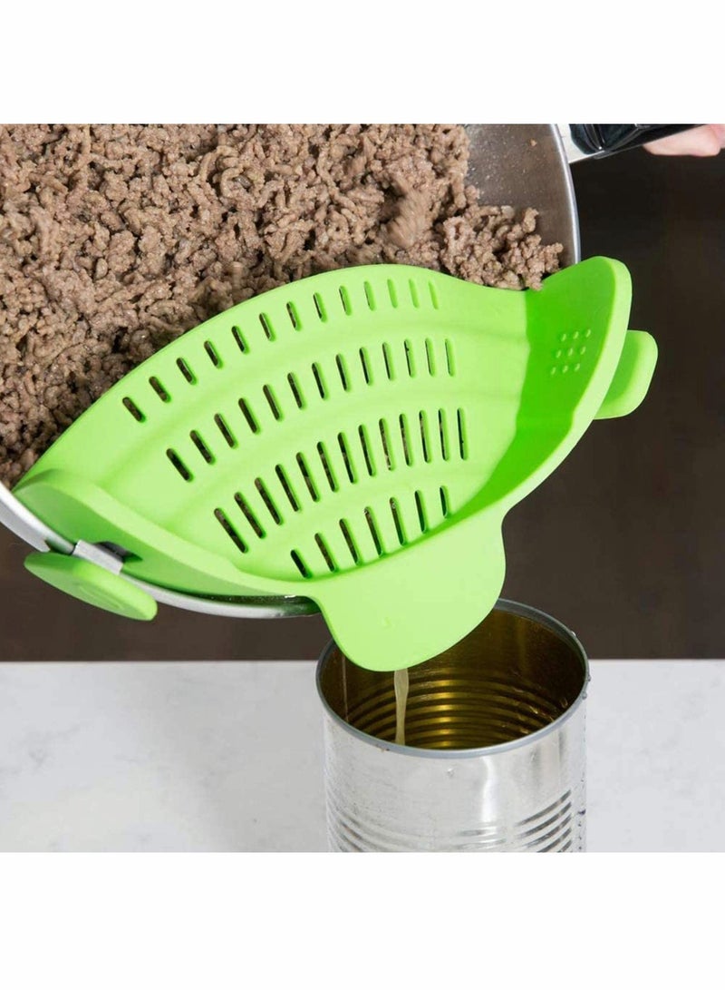 Snap N Strain Strainer, Clip On Silicone Colander, Fits all Pots and Bowls - Lime Green - Image 4