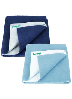 Bumpers The Baby Co. Bumpers Instadry AntiPiling Fleece Extra Absorbent Quick Dry Sheet for Baby Baby Bed Protector Waterproof Baby Sheet Washable Reausable SheetLarge Combo 140 x 100 cm Sea BlueDark Blue 