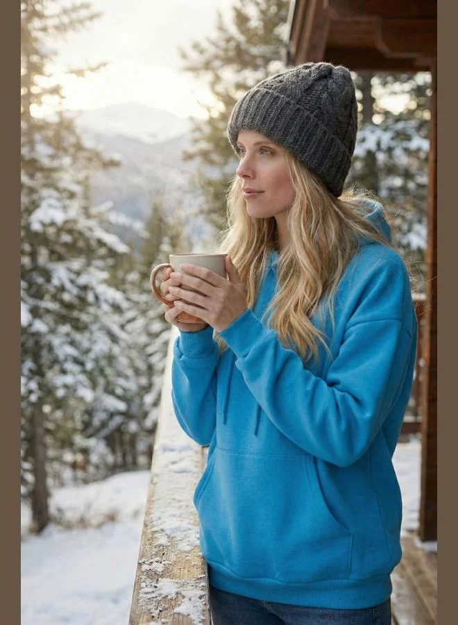 ليلا ليلا سويت شيرت شتوي نسائي بقلنسوة قطن بقصة عادية