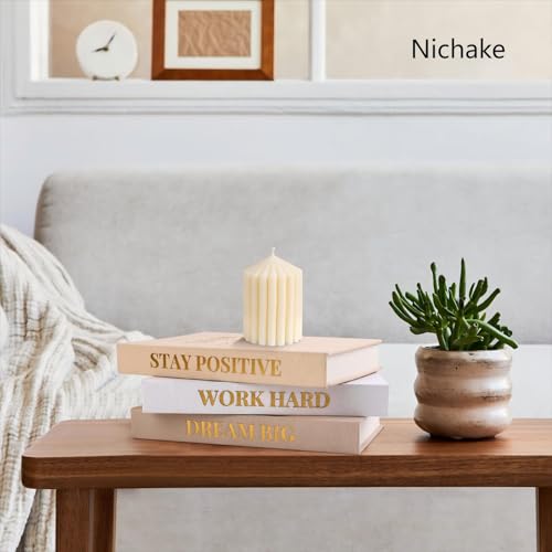 Nichake Set of 3 Linen Covered Decorative Books for Home Office Decor-Gold Foil Stamping Decor Books,Motivational Office Decor for Women Men Neutral Book Decor for Coffee Tables and Book Shelf - Image 5