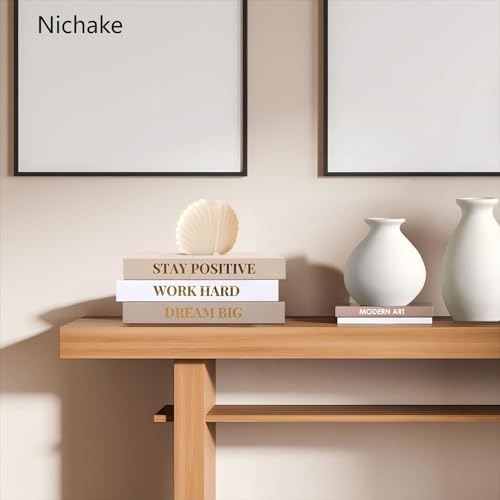 Nichake Set of 3 Linen Covered Decorative Books for Home Office Decor-Gold Foil Stamping Decor Books,Motivational Office Decor for Women Men Neutral Book Decor for Coffee Tables and Book Shelf - Image 4