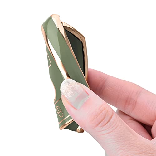 ELOHEI for Mercedes Benz Key Fob Cover, Premium Soft TPU Key Case Cover Compatible with Mercedes Benz C E S M CLS CLK G Class Keyless Smart Key Fob (Gold Edge Green) - Image 4