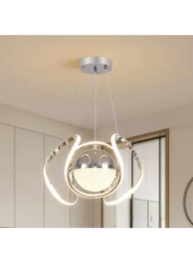 المفتاحة مصباح معلق حلزوني LED عصري - مصباح سقف أكريليك كروم معاصر لغرفة المعيشة أو غرفة الطعام أو غرفة النوم - ثريا معلقة قابلة للتعديل لديكور أنيق للمنزل والمكتب - Image 2