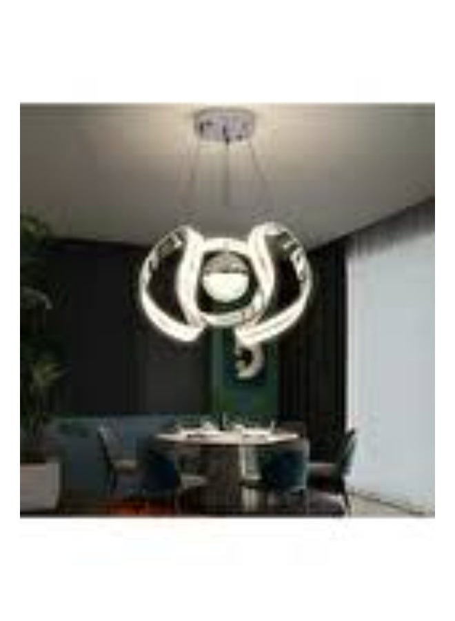 المفتاحة مصباح معلق حلزوني LED عصري - مصباح سقف أكريليك كروم معاصر لغرفة المعيشة أو غرفة الطعام أو غرفة النوم - ثريا معلقة قابلة للتعديل لديكور أنيق للمنزل والمكتب - Image 3