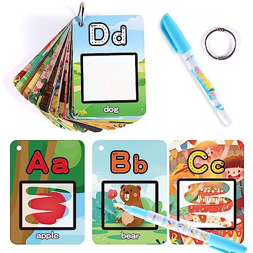 HAPTIME Water Coloring Books for Toddlers, Aqua Painting Book for 18+ Months, Magic Paint Set for 2 3 4 5 Years Old, Alphabet Flash Cards ABC Learning, Road Trip/Airplane Travel/Car Activities Essentials Kids - Image 1