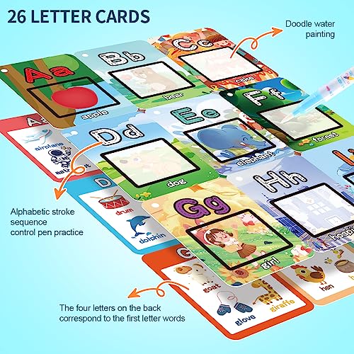 HAPTIME Water Coloring Books for Toddlers, Aqua Painting Book for 18+ Months, Magic Paint Set for 2 3 4 5 Years Old, Alphabet Flash Cards ABC Learning, Road Trip/Airplane Travel/Car Activities Essentials Kids - Image 5
