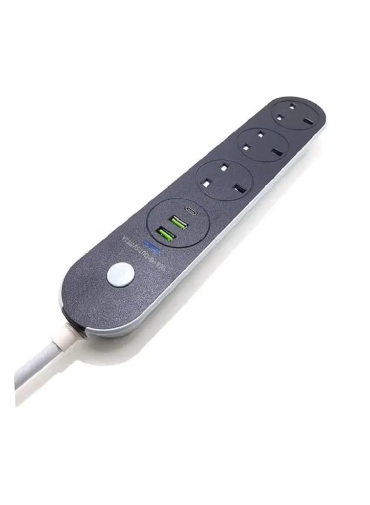 تراداماكس مشترك كهرباء  6009 بقدرة 2000 وات – 3 مخارج كهرباء + USB مزدوج + Type-C PD – شحن سريع وحماية كاملة مع كابل 5 متر - Image 4