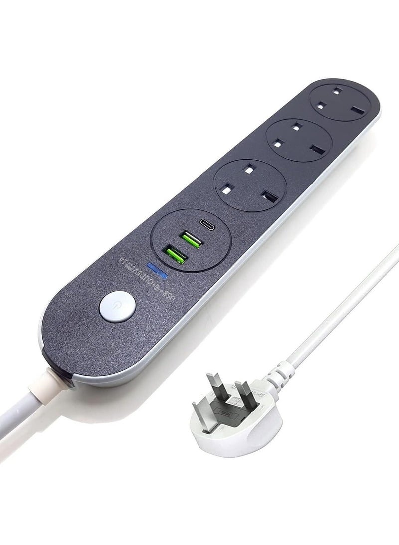 تراداماكس مشترك كهرباء  6009 بقدرة 2000 وات – 3 مخارج كهرباء + USB مزدوج + Type-C PD – شحن سريع وحماية كاملة مع كابل 5 متر - Image 1