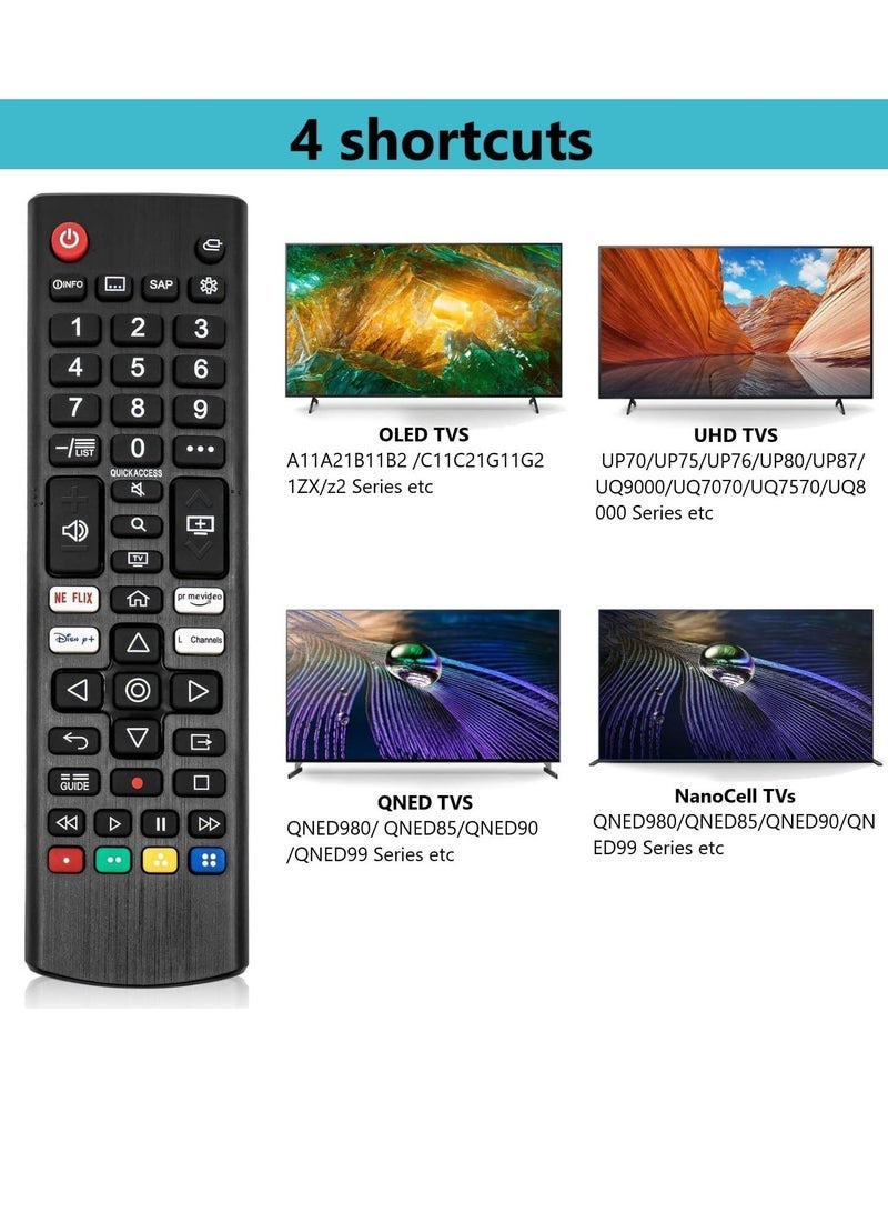 PopZa Universal Replacement Remote Control AKB76040302 Compatible with LG Smart TV UP70 UP75 UP76 UP80 UP87 UQ9000 UQ7070 UQ7570 UQ8000 [2 Pack] with battery - Image 3