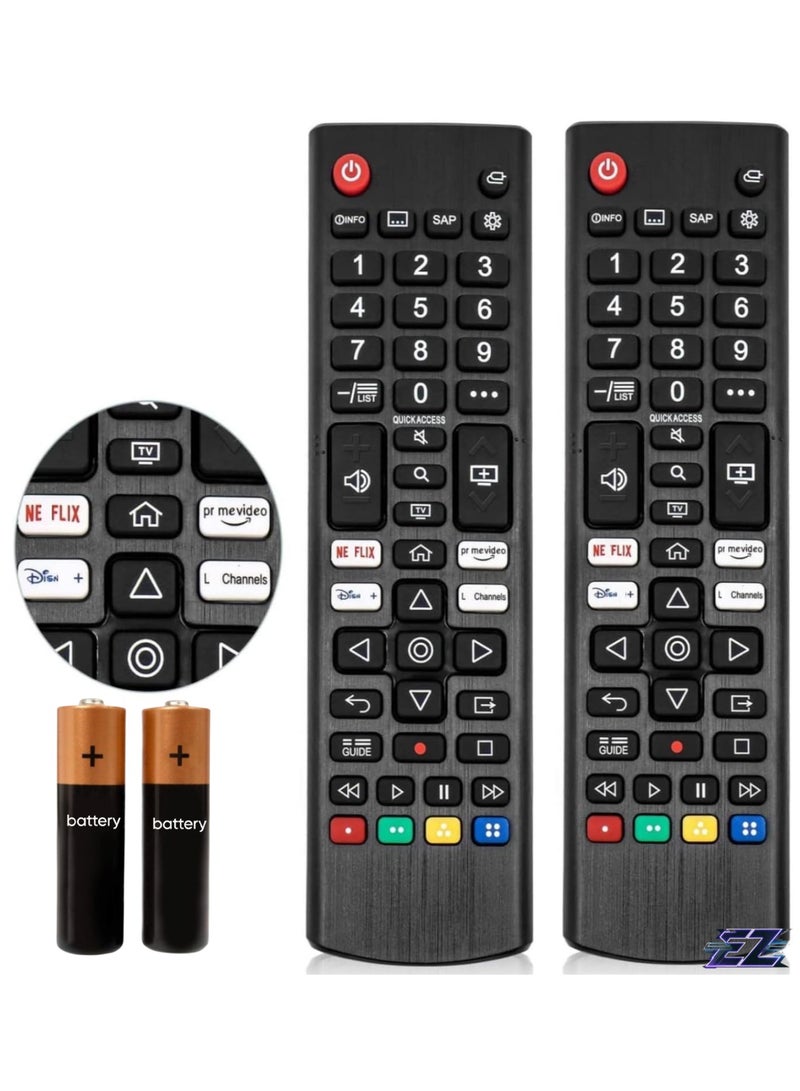 PopZa Universal Replacement Remote Control AKB76040302 Compatible with LG Smart TV UP70 UP75 UP76 UP80 UP87 UQ9000 UQ7070 UQ7570 UQ8000 [2 Pack] with battery - Image 1
