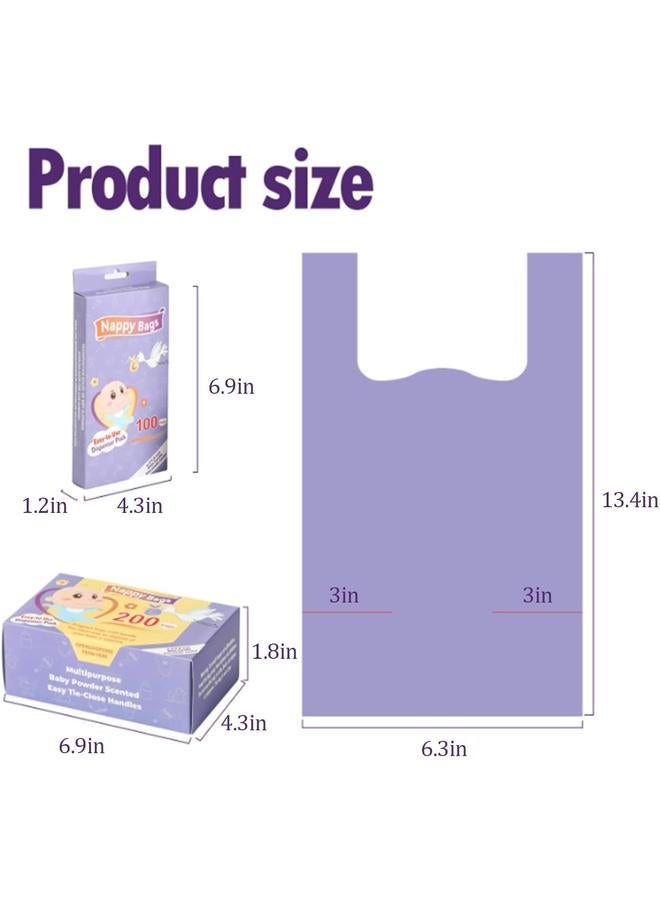 Baby Diaper Bag Disposable, Scented Baby Nappy Sacks with Leak-Proof Design u0026 Easy-Tie Handles, Baby Powder Fresh Scent for Odor Control, for Baby Diapers, Dog Poop Bags u0026 Adult Incontinen (100) - Image 2