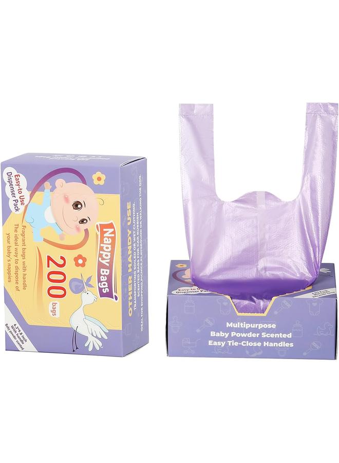 Baby Diaper Bag Disposable, Scented Baby Nappy Sacks with Leak-Proof Design u0026 Easy-Tie Handles, Baby Powder Fresh Scent for Odor Control, for Baby Diapers, Dog Poop Bags u0026 Adult Incontinen (100) - Image 1