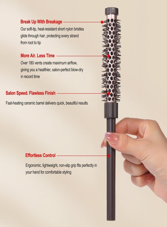 PERFEHAIR 3-Piece Small Round Brush Set (11, 13, 16mm) for Short Hair, Bangs & Roots | Mini Hairbrush for Blow Drying, Volumizing & Smoothing Blowouts | Soft Bristle Roller Brush for Fine, Thin Hair - Image 2
