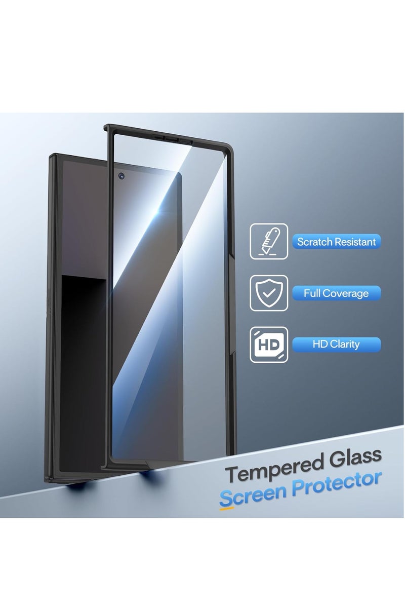 اووكاي جراب لهاتف سامسونج جالاكسي زد فولد 7 مزود بفتحة لحامل القلم وقلم (غير أصلي) [حماية من السقوط] [شاشة مدمجة ومسند غير مرئي] جراب هاتف واقٍ رفيع ورفيع لهاتف زد فولد 7 (أسود) - Image 5