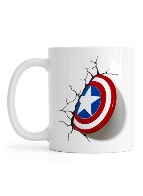 Ceramic Mug With “Captain America's shield” Design Printed In White