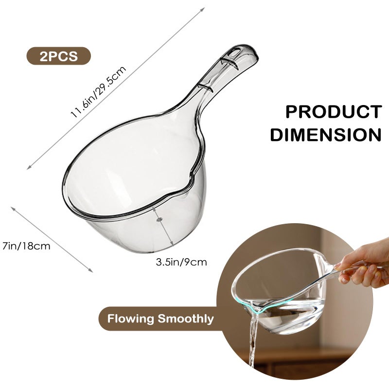 Iensen 2-Pack Medium Transparent Plastic Water Ladle, Kitchen & Bathroom Scoop, 1.5L Capacity Each, Dishwasher Safe - Image 2