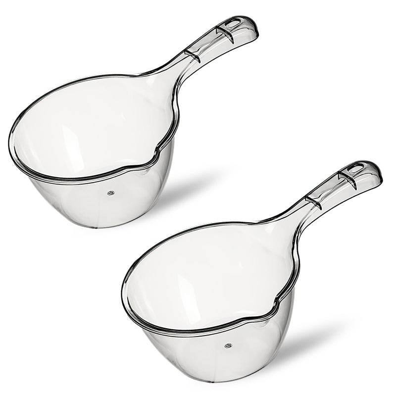 Iensen 2-Pack Medium Transparent Plastic Water Ladle, Kitchen & Bathroom Scoop, 1.5L Capacity Each, Dishwasher Safe - Image 1
