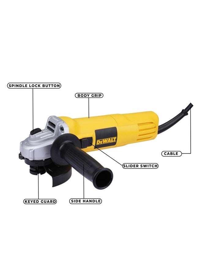 DEWALT - DEWALT DW802-IN, 850W, 4'' (100mm) Heavy Duty Angle Grinder Engineered For Heavy Duty Applications with Spindle Lock and Slide switch, 2 Year Warranty (SIDE HANDLE INCLUDED) - Image 1