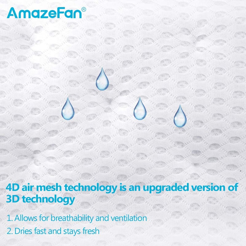 AmazeFan Bath Pillow, Bathtub Spa Pillow with 4D Air Mesh Technology and 7 Suction Cups, Helps Support Head, Back, Shoulder and Neck, Fits All Bathtub, Hot Tub and Home Spa [US. Patent Design] - Image 2