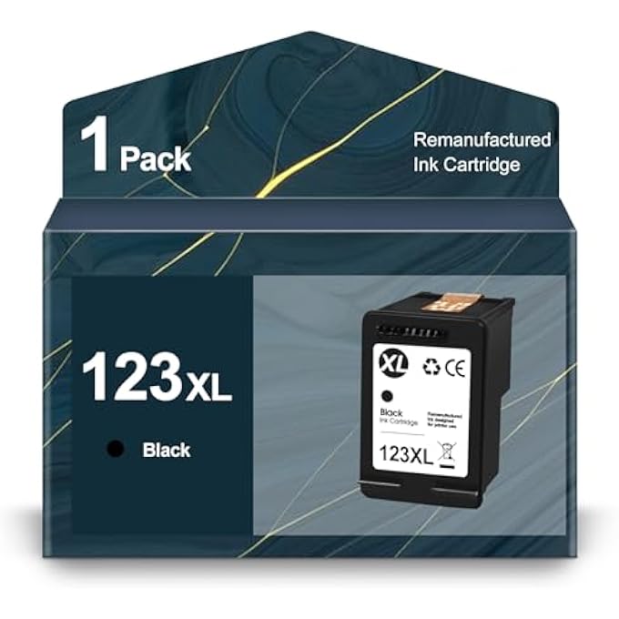 123XL BLACK INK CARTRIDGE REMANUFACTURED FOR HP 123 123XL WORK FOR DESKJET 2130 2132 2630 2620 2632 1110 1111 1112 OFFICEJET 5255 PRINTER (1 BLACK) - Image 1