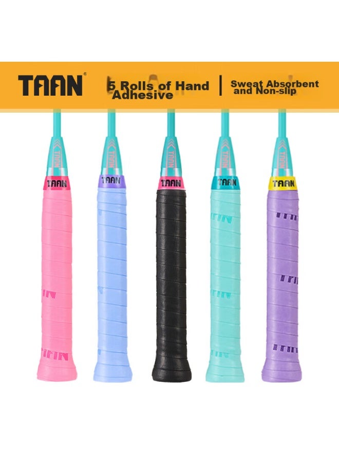 Taan شريط قبضة مضرب الريشة الطائرة، ماص للعرق، لزج قليلاً، 5 قطع Tw880 - Image 1