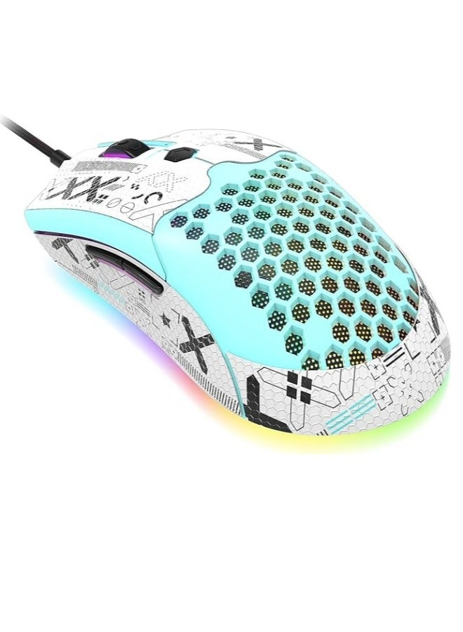 Lightweight Gaming Mouse Wired with Anti Slip Grip Tape, 12000DPI Backlit Mice with 7 ons Programmable, Honeycomb Shell Wired Mouse for PC Gamers and Xbox and PS4