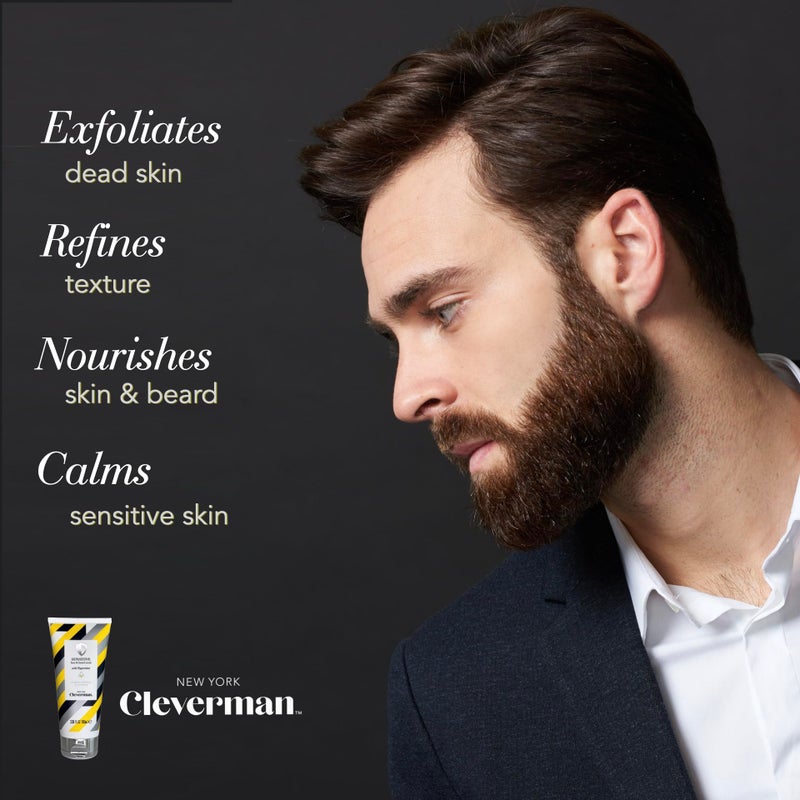 Cleverman Sensitive Face and Beard Scrub for Men, 100ml, Peppermint-Infused Exfoliating Facial Cleanser - Image 2