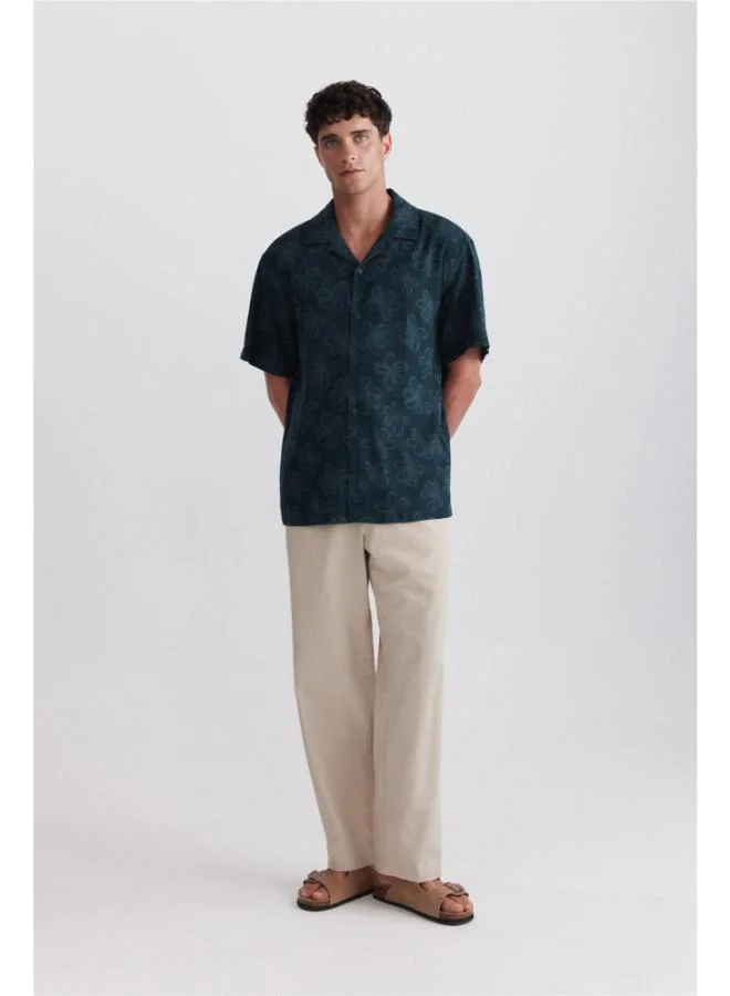 Springfield Printed linen rayon short sleeve shirt