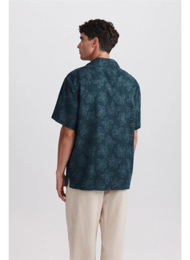 Springfield  Printed linen rayon short sleeve shirt for Men | Best Price UAE