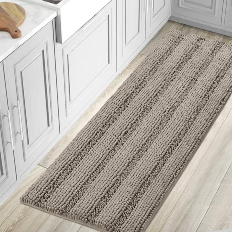 HVERSAILTEX Bathroom Rugs Bath Mat Runner Rug Non Slip Kitchen Rug Extra Long Bath Rug Runners Oversized 59 x 20 Absorbent Washable Dry Fast Plush Area Rug for BathroomBedroom  Taupe