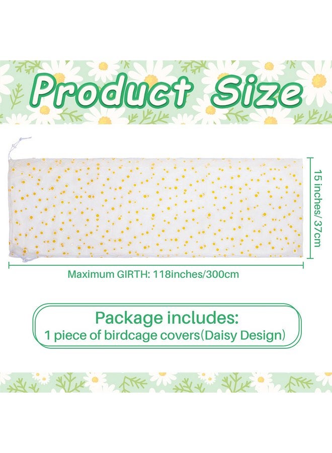 Shappy Shappy Large Bird Cage Cover Pet Bird Cage Skirt Seed Catcher Guard Netting Accessories Adjustable Nylon Skirt Guard for Winter Night Parrot Parakeet Macaw(X-Large,White Daisy)  - Image 2