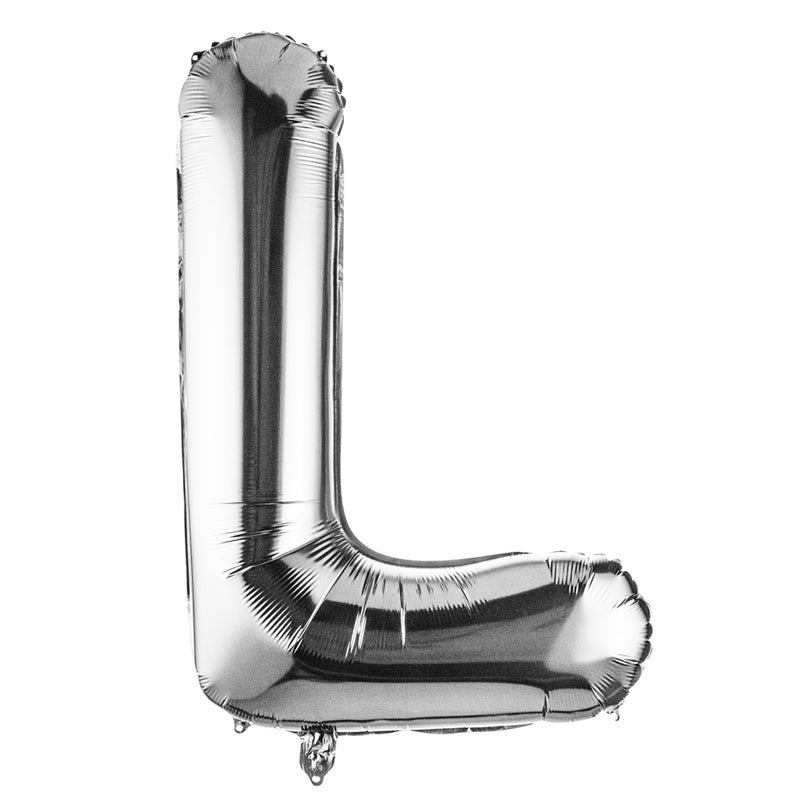 Restaurantware-Balloonify 40 Inch Letter Balloon, 1 Large Alphabet Party Balloon - Letter L, Self-Sealing, Silver Foil Mylar Balloon, Hanging Loop, Decoration For Birthday, Wedding, Or Graduation - Image 1