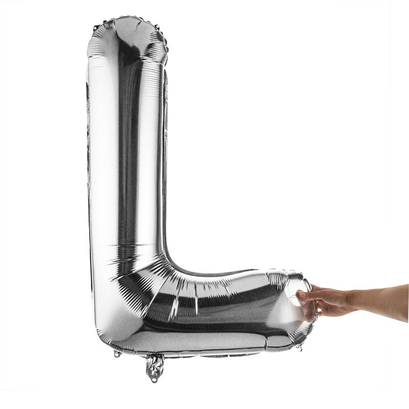 Restaurantware-Balloonify 40 Inch Letter Balloon, 1 Large Alphabet Party Balloon - Letter L, Self-Sealing, Silver Foil Mylar Balloon, Hanging Loop, Decoration For Birthday, Wedding, Or Graduation - Image 2