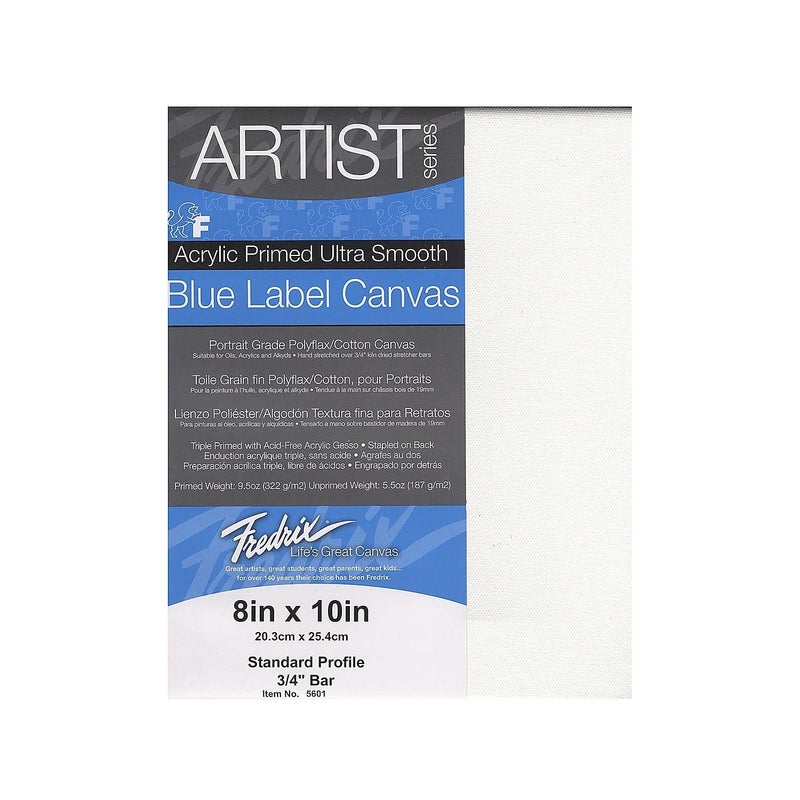 Fredrix 5601 Ultra Smooth Stretched Canvas, 8 by 10-Inch