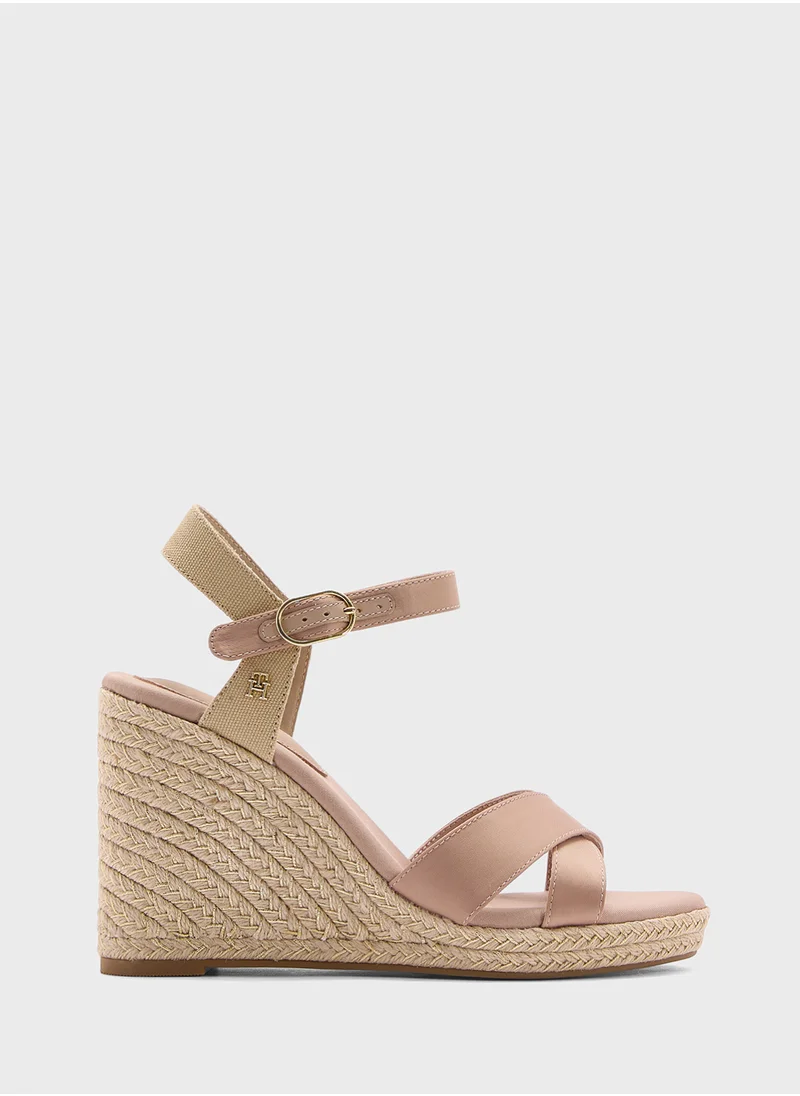 تومي هيلفيغر SATIN HIGH WEDGE ESPADRILLES