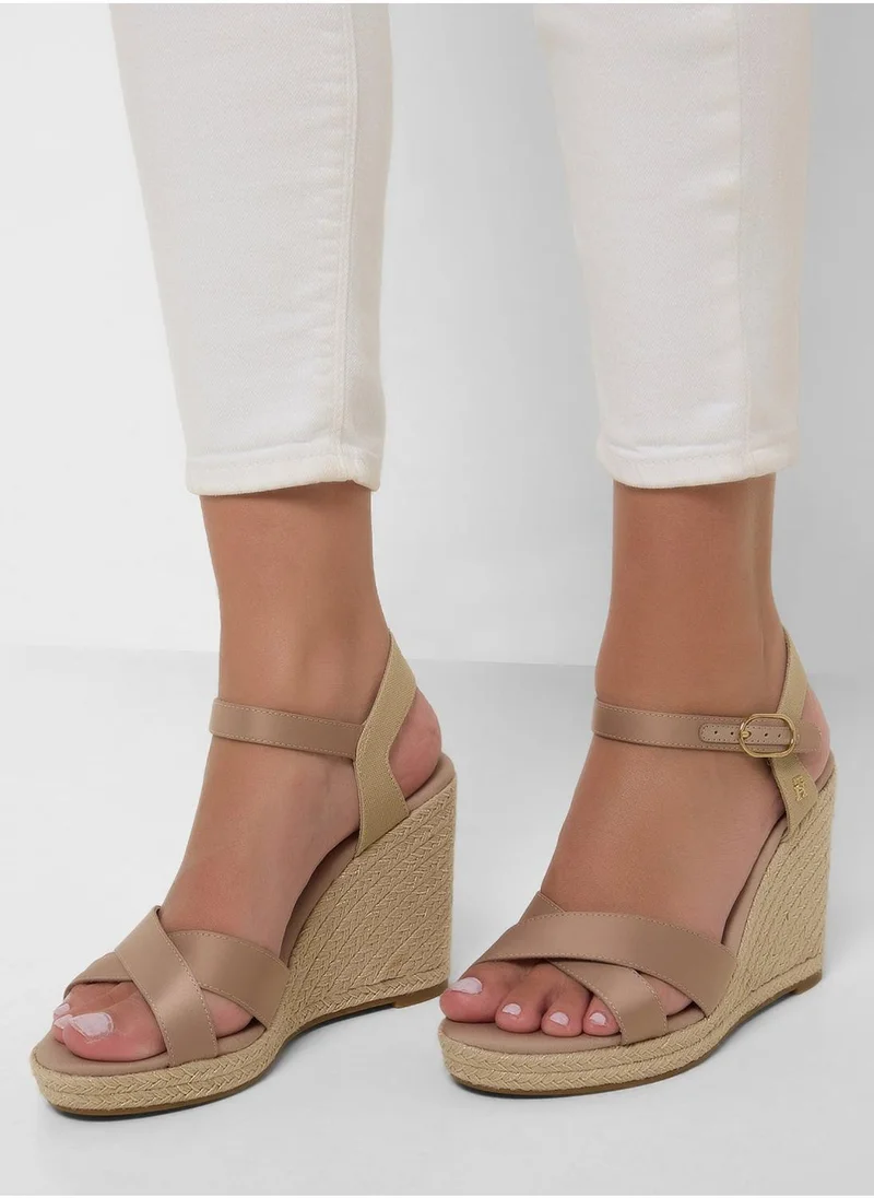 تومي هيلفيغر SATIN HIGH WEDGE ESPADRILLES