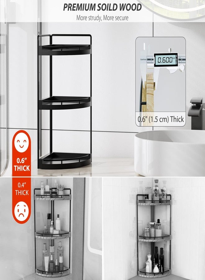 CeleVista Corner Bathroom Counter Organizer, 3 Tier Wood Vanity Storage, Waterproof Skincare Shelf for Kitchen & Toiletries Decor, Dresser (Black) - Image 4