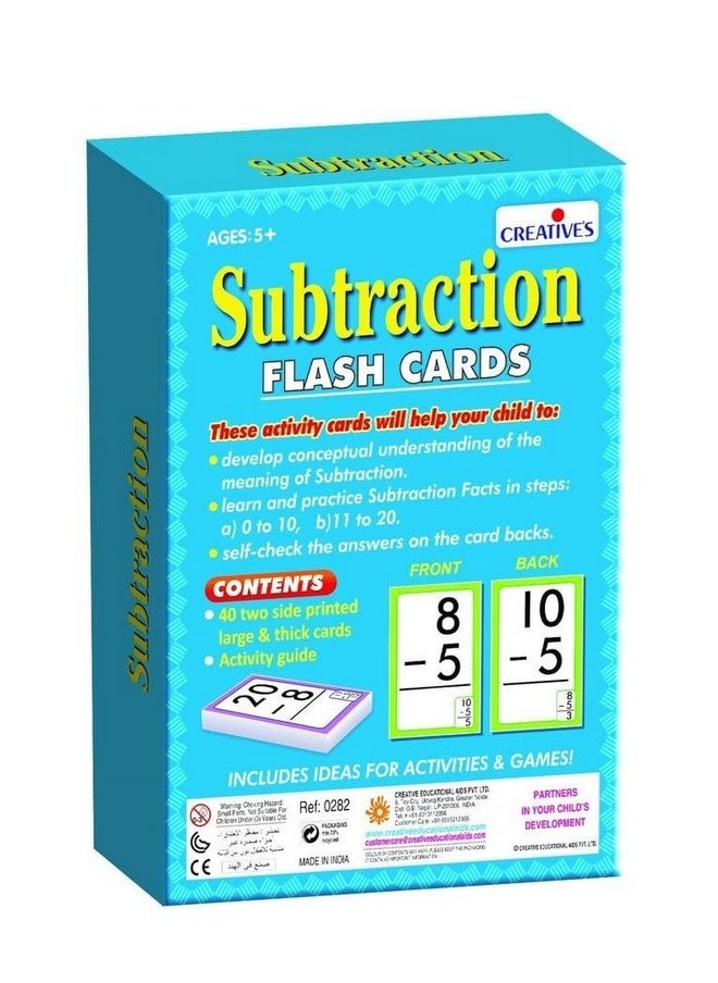 Creative's Creative's Subtraction- Flash Cards | Math Flash Cards | Learning Flash Cards | Double Sided Flash Cards | Learning & Educational | Easy & Fun Way of Learning | Ages 5 & up  - Image 2
