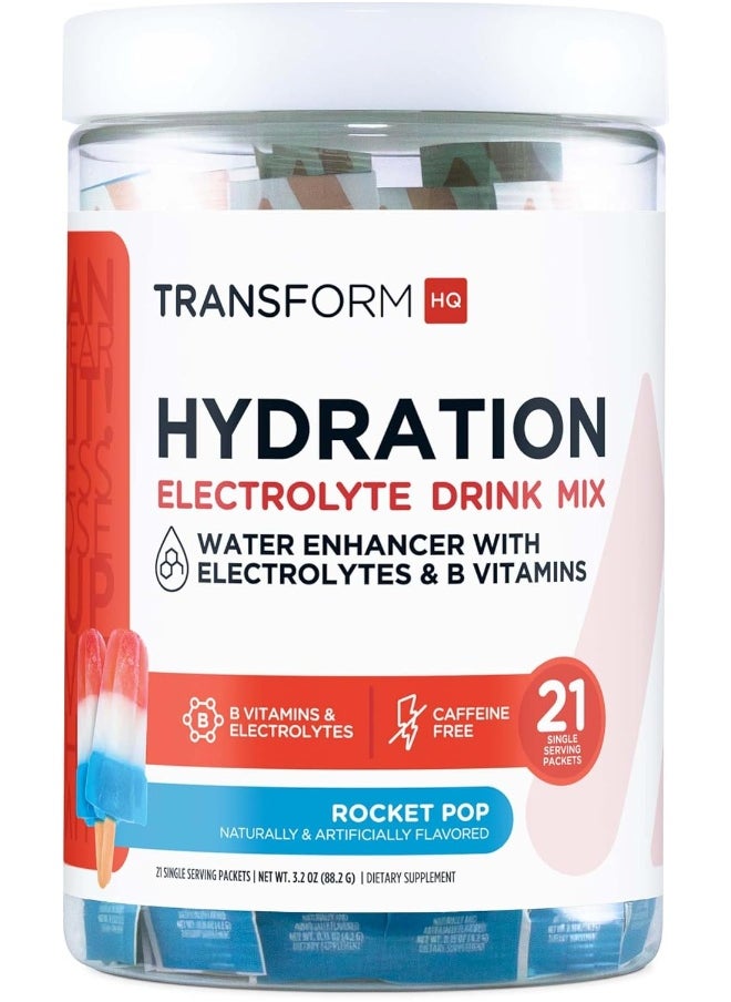 TransformHQ TransformHQ Hydration Drink Mix (21 Single-Serving Packets, Rocket Pop) - Hydration Supplement Blend with Vitamins and Electrolytes  - Image 1