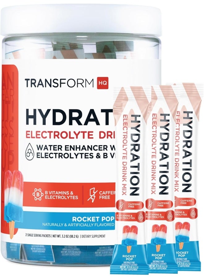 TransformHQ TransformHQ Hydration Drink Mix (21 Single-Serving Packets, Rocket Pop) - Hydration Supplement Blend with Vitamins and Electrolytes  - Image 2