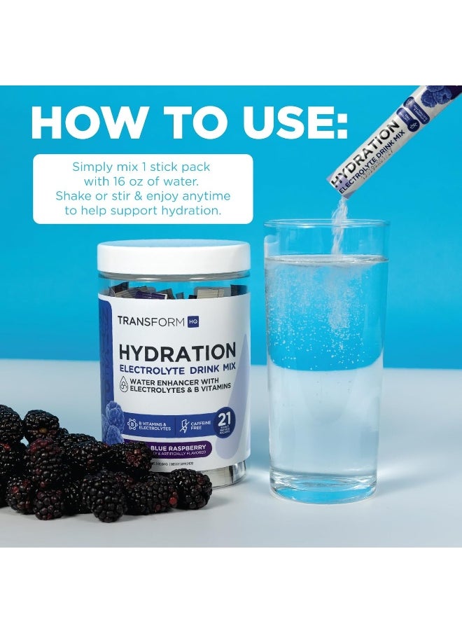 TransformHQ - TransformHQ Hydration Drink Mix (21 Single-Serving Packets, Rocket Pop) - Hydration Supplement Blend with Vitamins and Electrolytes - Image 1