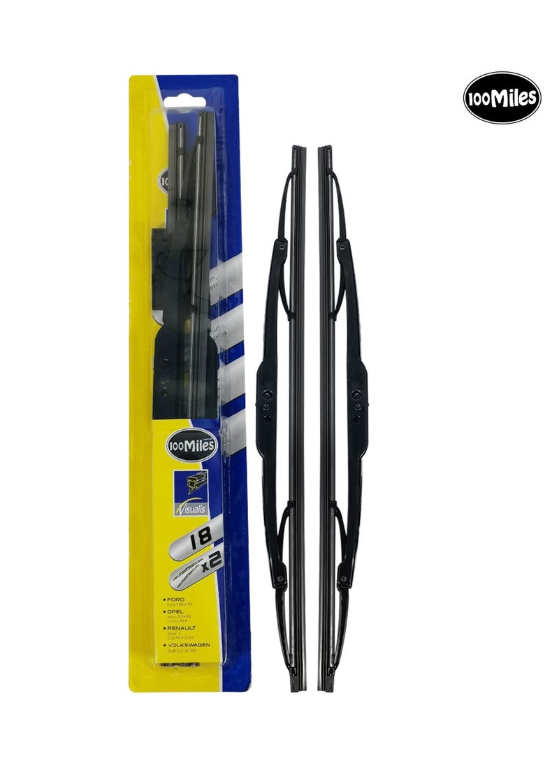 100Miles Car Wiper Blades 18 inch Professional Grade 2 Pcs Set Universal Car Wiper Blades 100miles  - Image 1