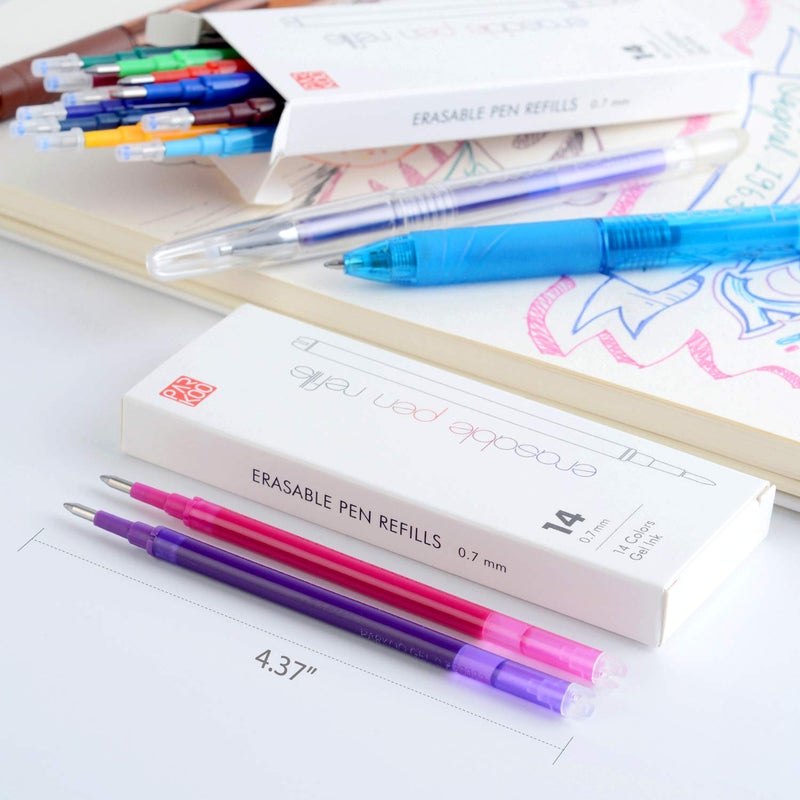 ParKoo Gel Ink Refills Compatible with FriXion and Friction Erasable Gel Pens, Fine Point 0.7 mm, 14 Colors - Image 2
