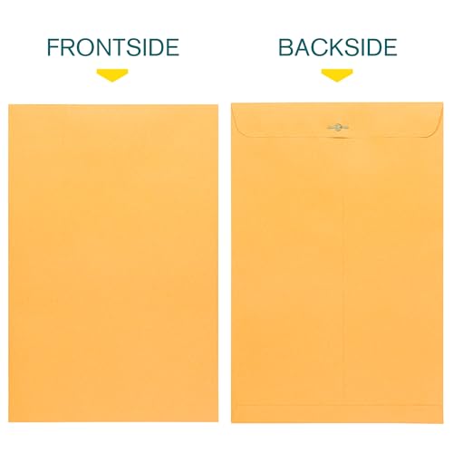 EnDoc 10 x 15 Clasp Envelopes - 10 Pack Brown Kraft Catalog Mailing Gummed Seal Envelope - 28lb Heavyweight 10x15 Inches Manila Envelopes for Home, Office, Business, Legal or School - Image 3