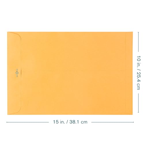 EnDoc 10 x 15 Clasp Envelopes - 10 Pack Brown Kraft Catalog Mailing Gummed Seal Envelope - 28lb Heavyweight 10x15 Inches Manila Envelopes for Home, Office, Business, Legal or School - Image 2