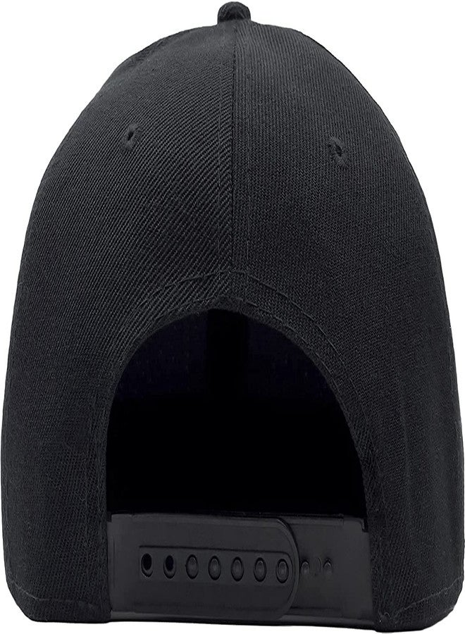 INFISPACE Men's Cotton Hip-Hop Snapback Black Cap - Image 2