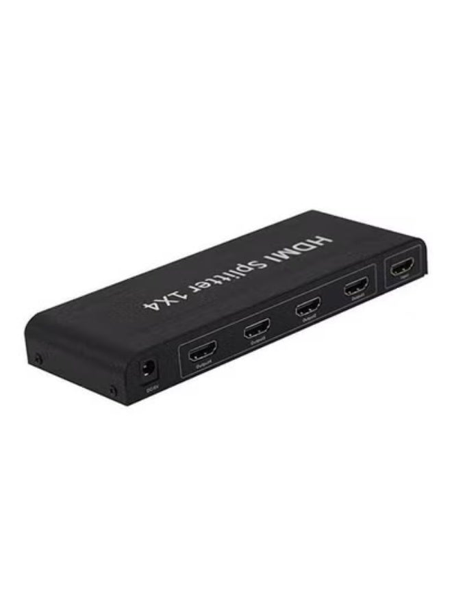 TIGER HDMI Splitter 1 In 4 Out – 1.4V HDMI-A Metal Distribution Hub with Gold-Plated Ports – 1x4 HDMI Signal Splitter Supports Full HD 1080p, 3D Video, Deep Color – Durable Plug & Play Adapter Box for TV, Monitor, Projector, Media Player, Gaming Console – Black - Image 1
