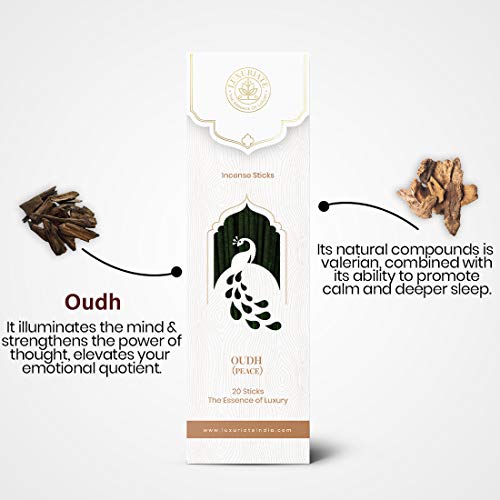 LUXURIATE Oudh Oud Organic Natural Herbal Incense Organic Incense, Long-Lasting Incense Stick, Agarbatti for Puja, Prayer | Luxury Premium Incense - Pack of 2 (40 Sticks) - Image 5