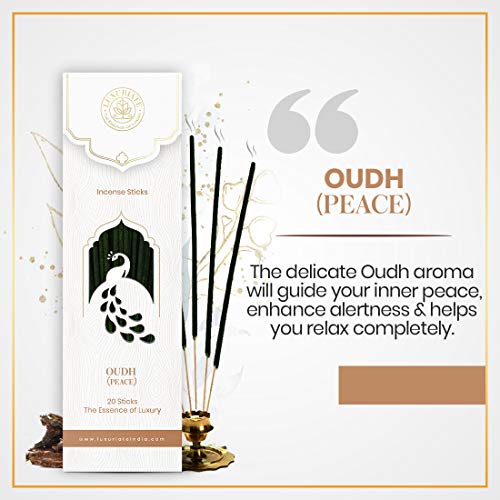 LUXURIATE Oudh Oud Organic Natural Herbal Incense Organic Incense, Long-Lasting Incense Stick, Agarbatti for Puja, Prayer | Luxury Premium Incense - Pack of 2 (40 Sticks) - Image 2