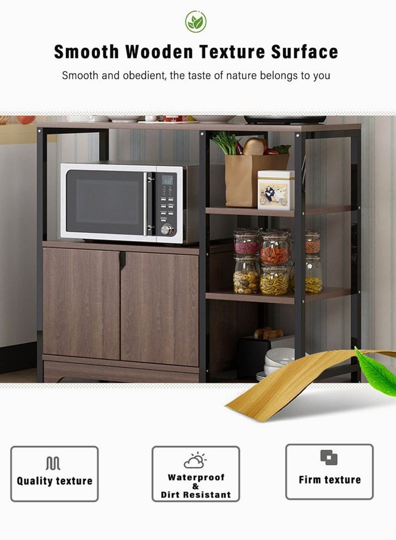 ZUIHAO 3-Tier Kitchen Rack with Storage Cabinet Multi Function Microwave Oven Stand Spice Holder for Utensils Vegetable Fruit - Image 4